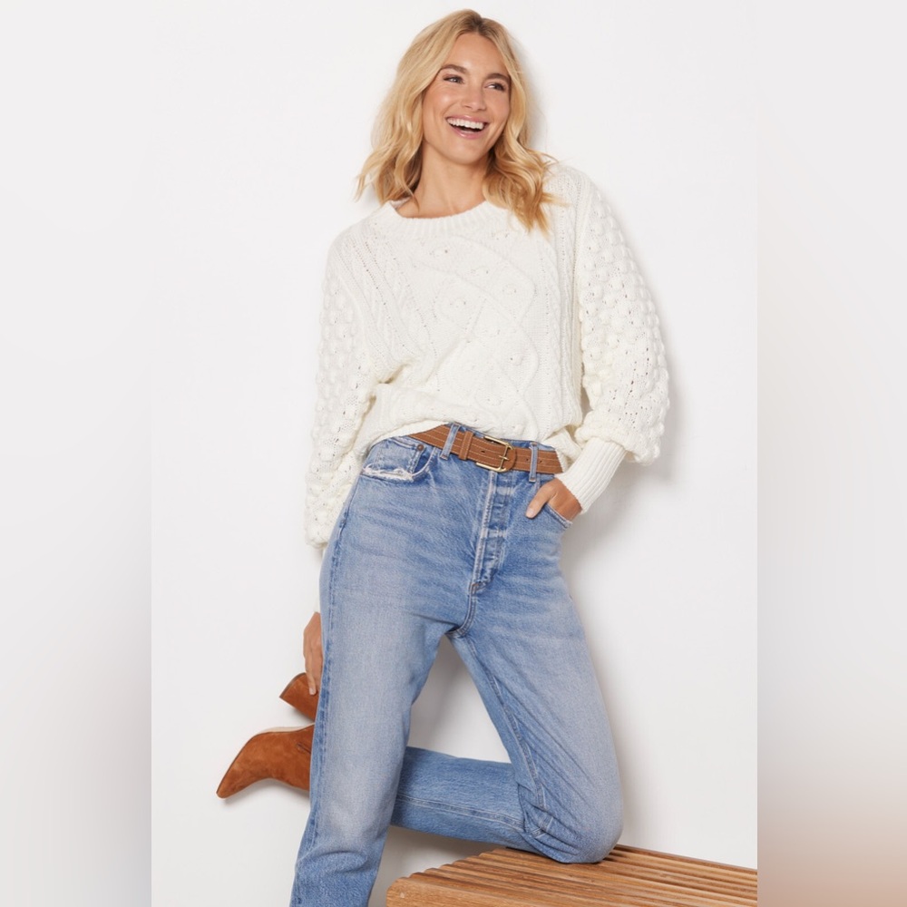 Evereve Sweater size XS Sienne Bobble Cable Knit Pullover